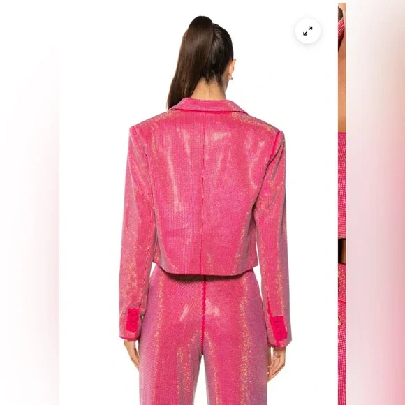 NWT AKIRA- CENTER OF ATTENTION RHINESTONE BLAZER IN PINK - Picture 3 of 9